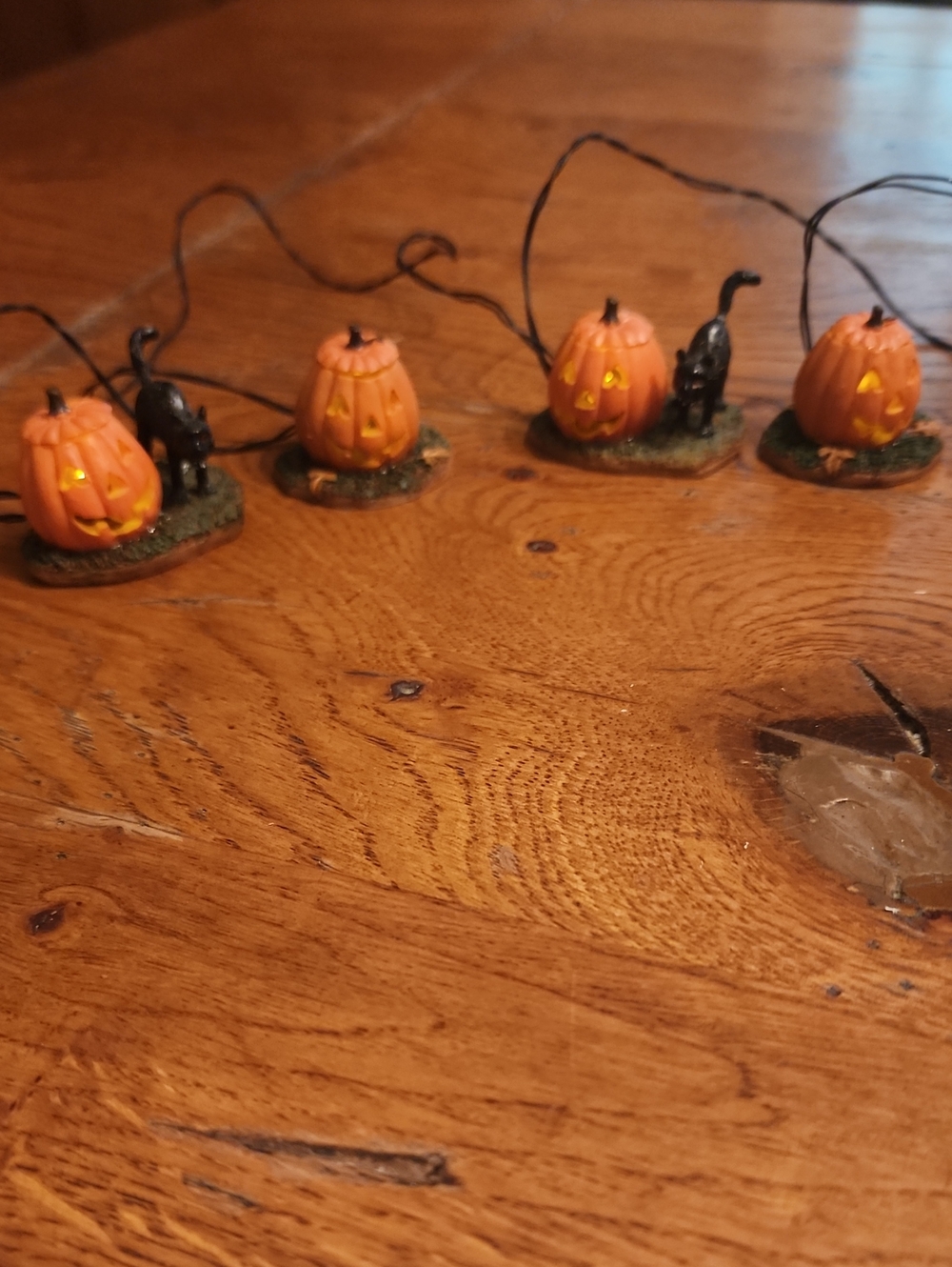 Lemax Spooky Town Halloween Pumpkin and Black Cat Decorative String Lights
